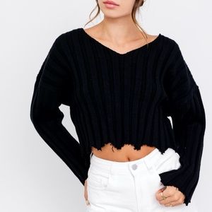 V  Neck Distressed  Sweater